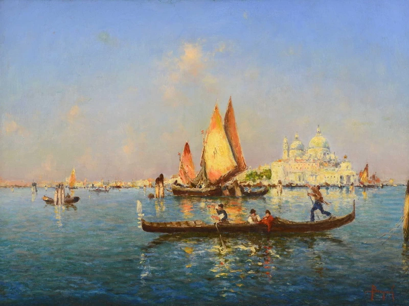 1859-Emanuele Brugnoli - Venezia Punta della Dogana e Chiesa della Salute